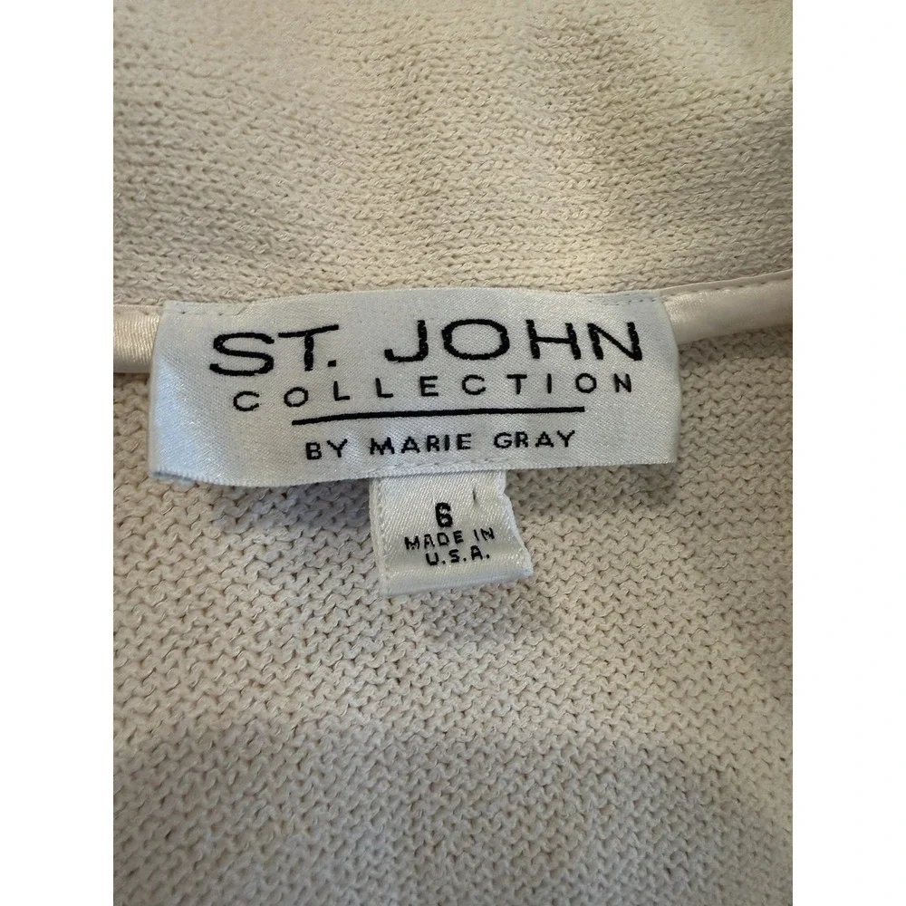 St. John Collection Long Wool Blend Santana Knit Cardigan Duster Ruffle Size 6 - Picture 2 of 11